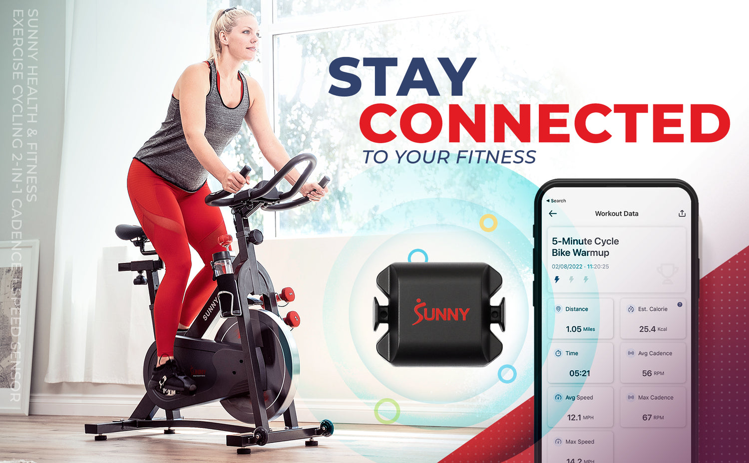 2in1 Cadence bike RPM + Speed Sensor Sunny Health & Fitness Sunny Health and Fitness