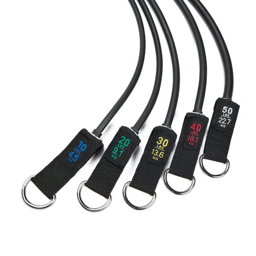 Up to 150 LB Resistance | Use 5 levels from 10–50 LB alone or stack them up to 150 LB for progressive training.