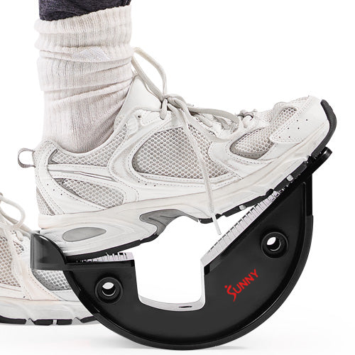 Wear Rubber-Soled Shoes for Safety | For the best experience, always use rubber-soled shoes while stretching. It’s normal if your shoe extends slightly beyond the device.