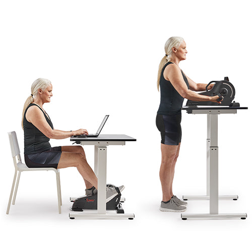 Dual Function | This versatile design supports both upper and lower body exercises, perfect for home or office use. It offers a low-impact workout that effectively engages the entire body.