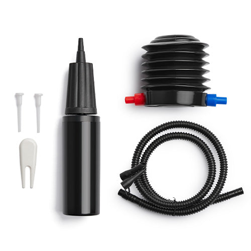 Easy Setup | Includes foot pump, hand pump, 2 stoppers, and stopper remover for simple inflation, deflation, and firmness adjustments.