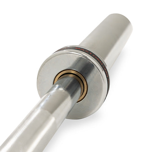 Precision Bearing + Bushing Spin | Hybrid sleeves provide fluid, centered rotation for controlled reps under load.