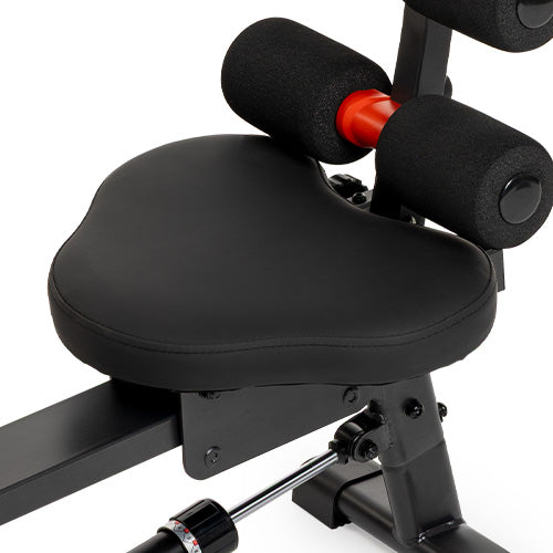 Wide Cushioned Seat | The 15-inch-wide padded seat provides a broader, more comfortable sitting surface during rowing and core training.