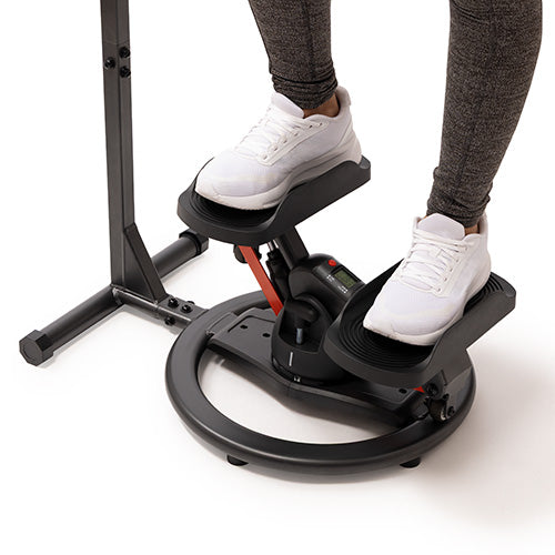 Side-to-Side Swivel Motion | Adds lateral and rotational movement to help engage the core, hips, glutes, thighs, and stabilizing muscles.
