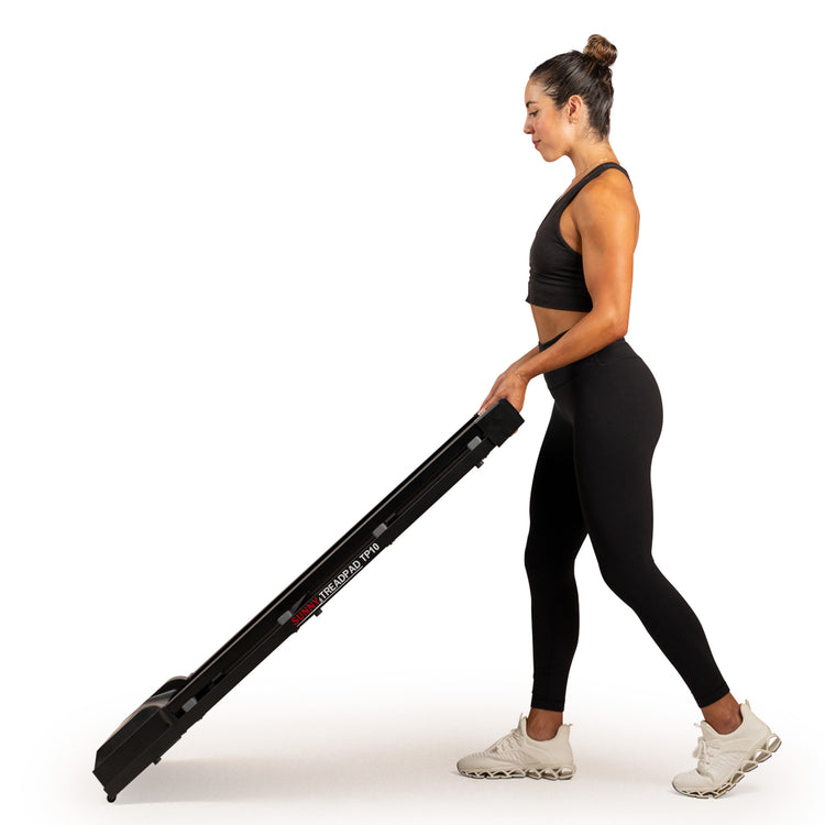 Compact, Space-Saving Design | Lightweight and easy to store with built-in wheels. The 41.1” x 16.1” walking deck offers a stable and comfortable workout surface.