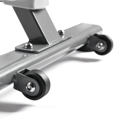 TRANSPORTATION WHEELS | Built-in transportation wheels for easy portability. Simply tilt and roll out for use or away for storage, no need for heavy lifting or muscle strain.