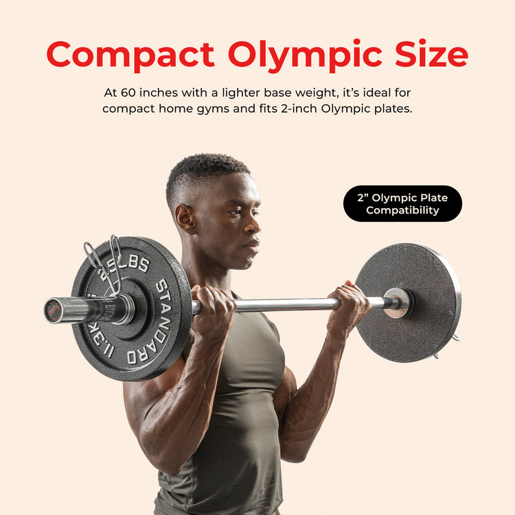 60" (5 ft) Olympic Barbell Bar - Sunny Health & Fitness