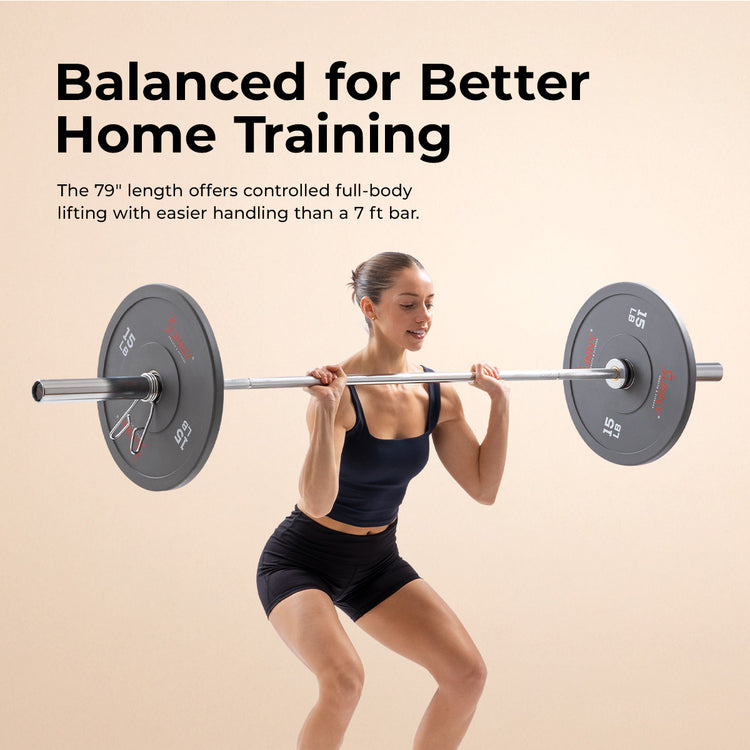 79" (6.6 ft) Olympic Barbell Bar| Sunny Health & Fitness