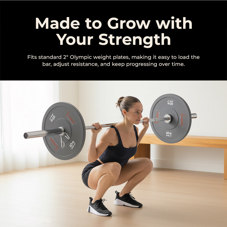 86" (7 ft) Olympic Barbell Bar - 28mm | Sunny Health & Fitness