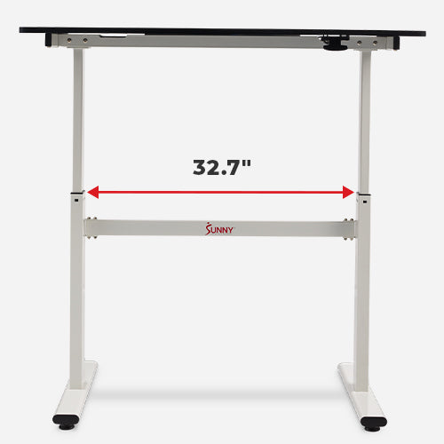 32.7" width between table legs | With 32.7 inches between sturdy steel legs, this desk accommodates treadmills, under-desk bikes, mini steppers and more.