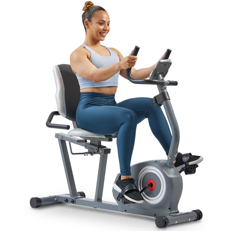 Essentials Series Magnetic Smart Recumbent Bike with Exclusive SunnyFit® App Enhanced Bluetooth Connectivity