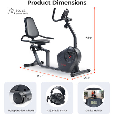 Smart Magnetic Resistance Recumbent Bike with Easy Adjustable Seat ...