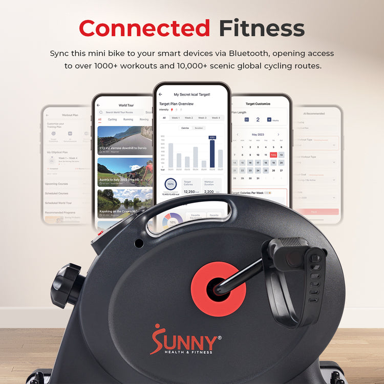 Sunny Health & Fitness Under Desk Smart Mini Exercise Bike, Dark Grey (SF-B023005DGY) Sunny Health & Fitness Under Desk Smart Mini Exercise Bike, Dark Grey (SF-B023005DGY)