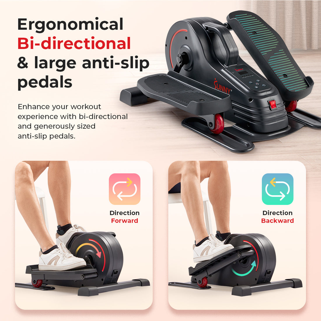 Smart Motorized Under Desk Mini Elliptical | Sunny Health & Fitness ...