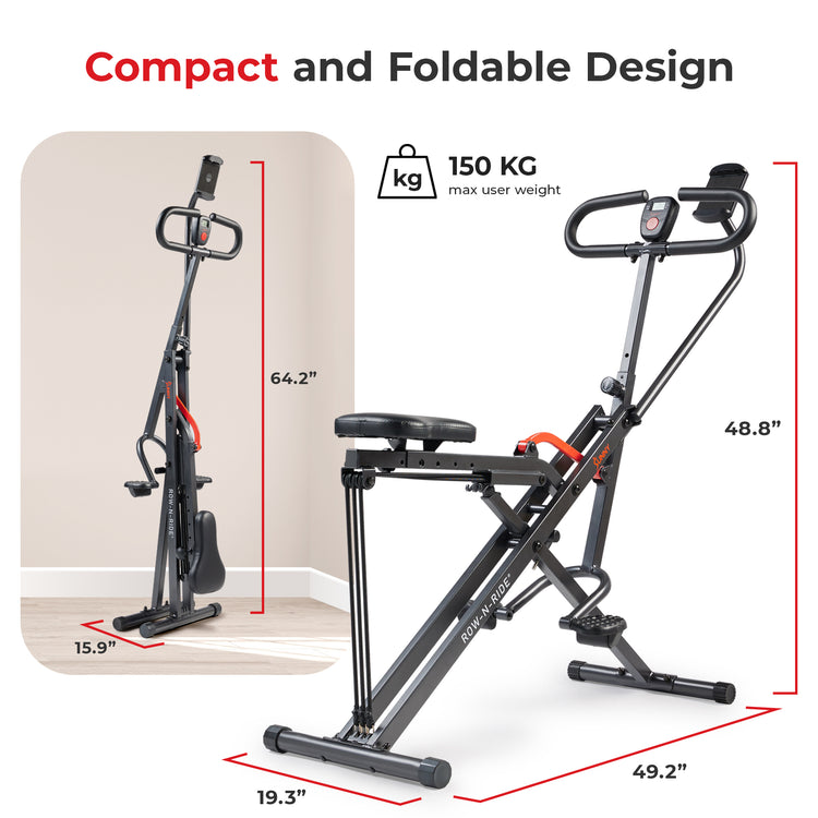 Smart Upright Row-N-Ride® Squat Assist Trainer Machine for Abs and Glute Workout - Sunny Health & Fitness