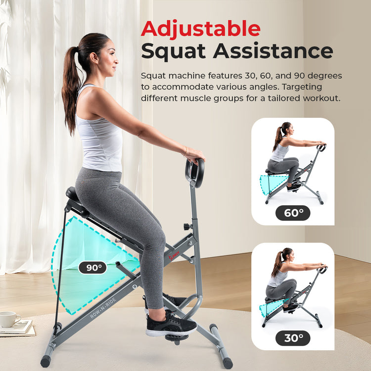 Upright Row N Ride Squat Assist Trainer Machine for Abs and Glute Workout Sunny Health Fitness Sunny Health and Fitness