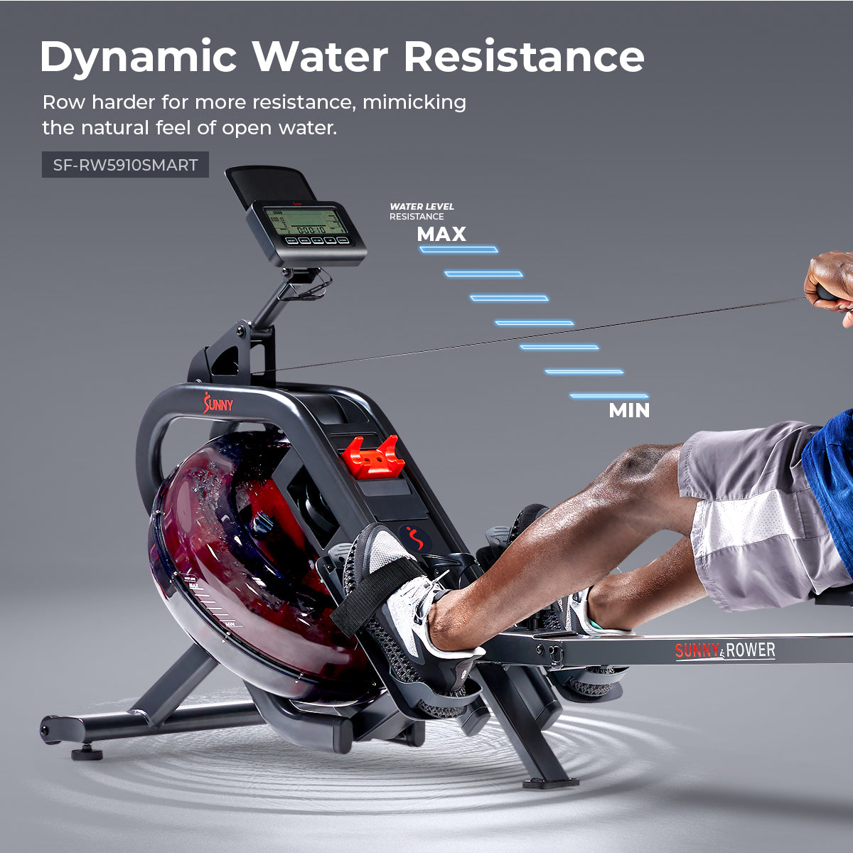 Phantom Hydro Premium SMART Water Rowing Machine with Angled Water