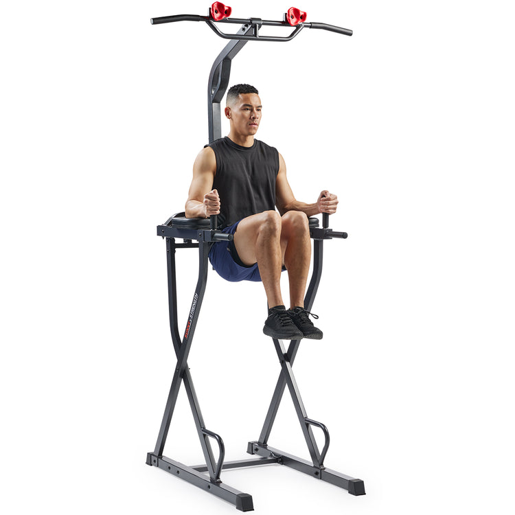 Ergonomic Captain's Chair | Boost your core and abdominal strength while performing leg raises, crunches, and holds on the ergonomically designed slightly angled backrest.