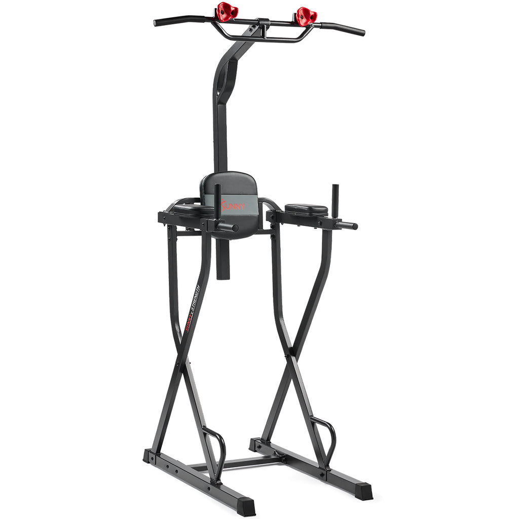 Multifunctional & Adjustable Height Power Tower With Rock-Climbing Grip - Sunny Health & Fitness