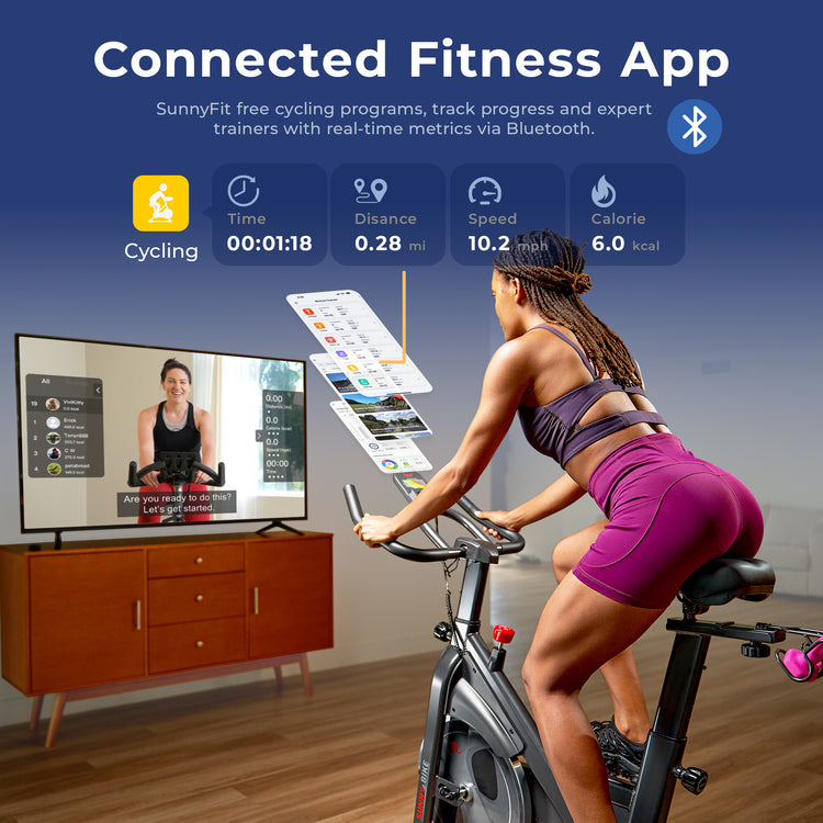 Interactive Smart Magnetic Exercise Bike - Sunny Health & Fitness