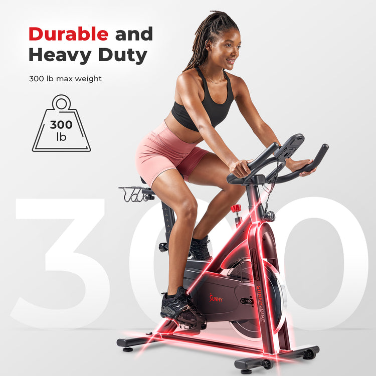 Sunny Health & Fitness Indoor Cycling Bike with Device Mount w Smart Bluetooth & Free SunnyFit App