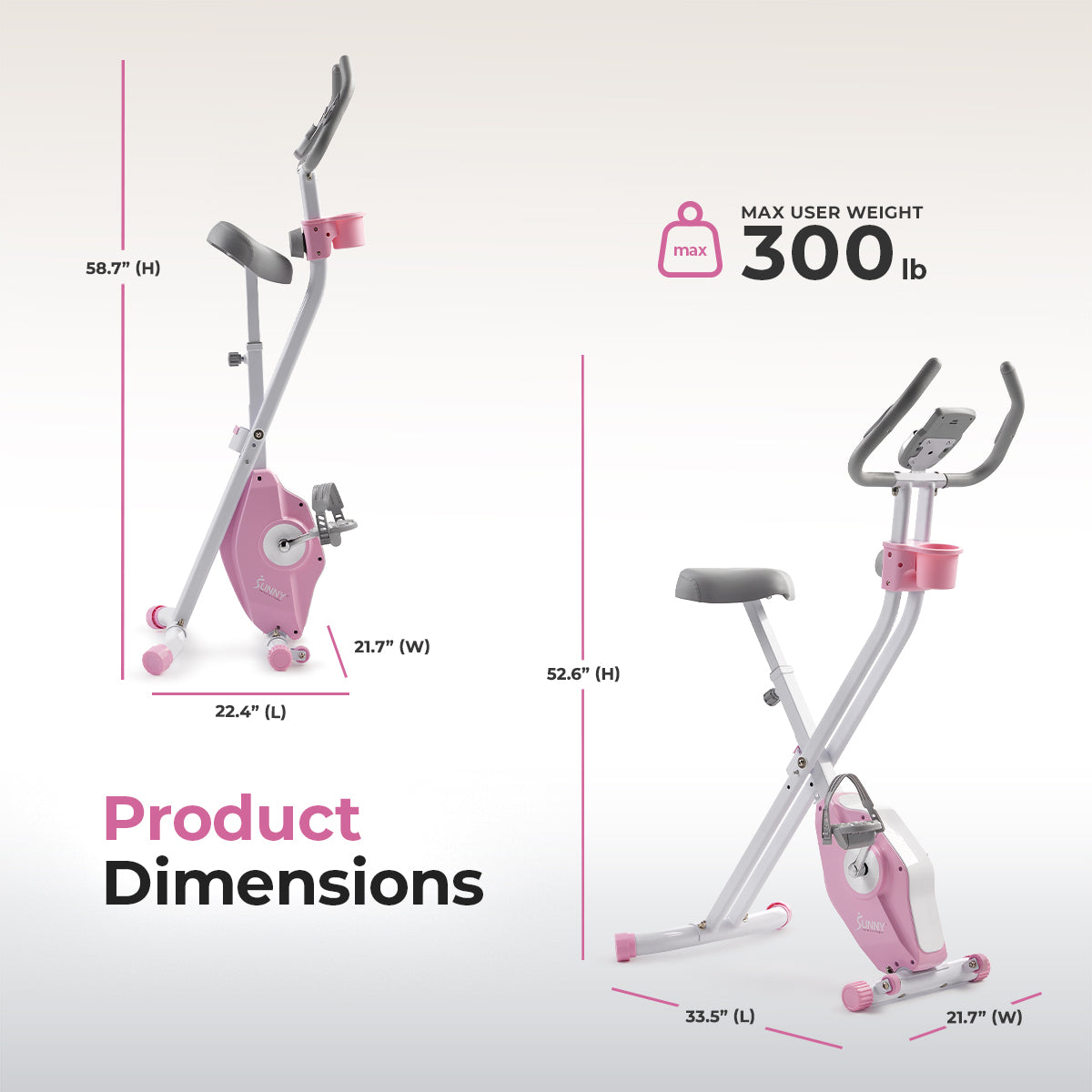 Pink Foldable Magnetic Exercise X-Bike | Sunny Health & Fitness