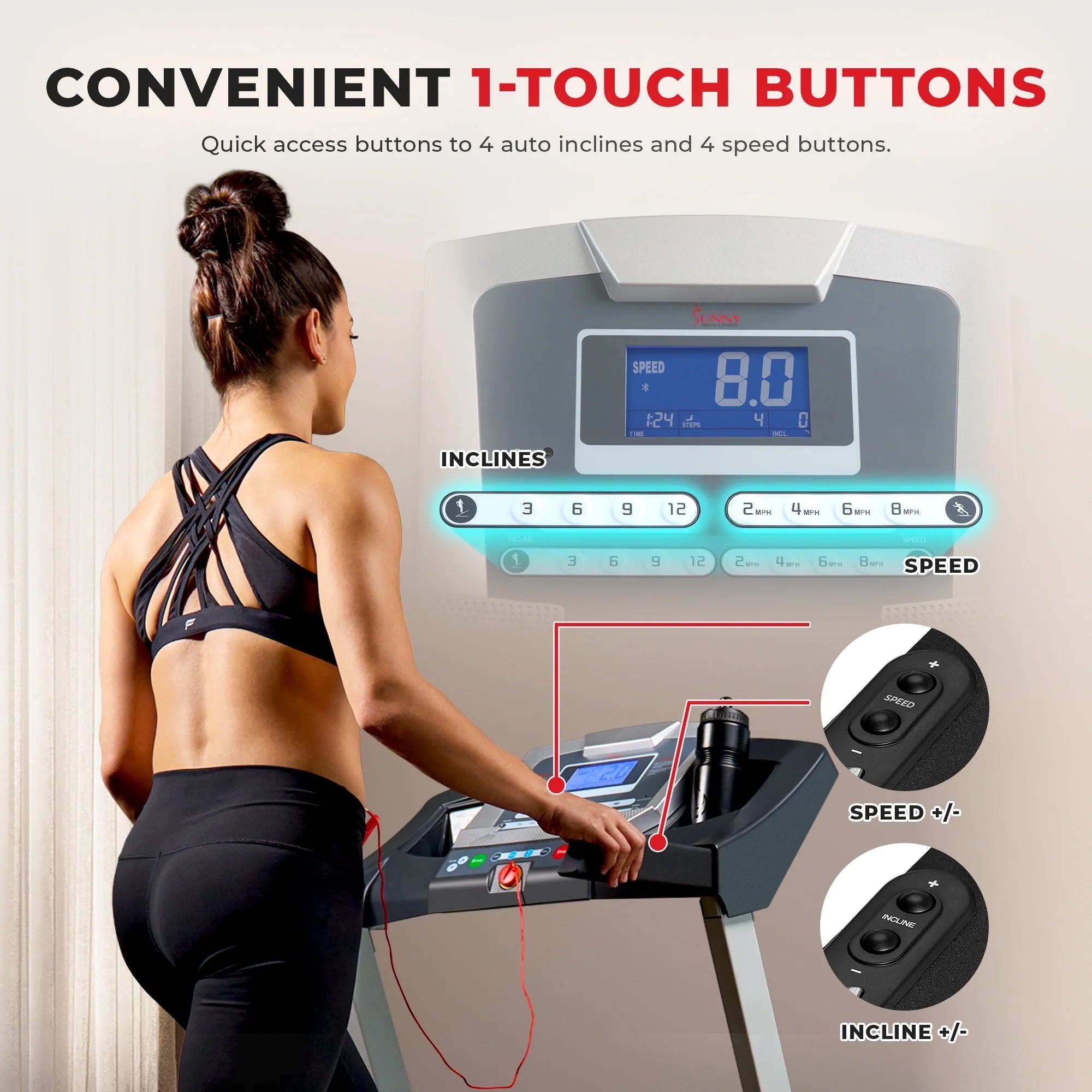 treadmill speed controls interval training quick touch buttons