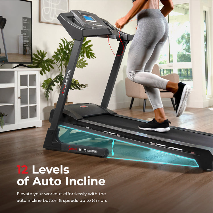 Premium Smart Treadmill with Auto Incline | Sunny Health and Fitness
