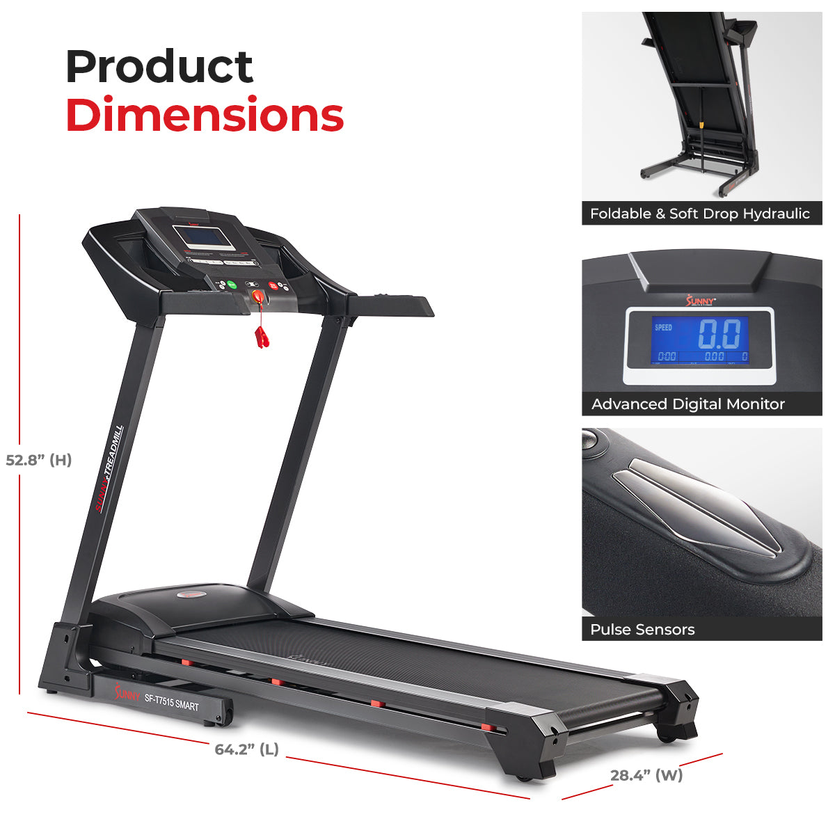 Premium Auto Incline Smart Treadmill Sunny Health Fitness