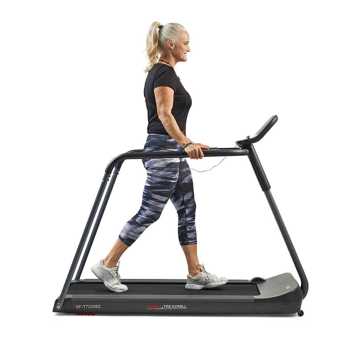 Smart Motorized Treadmill with Handrails | Sunny Health & Fitness ...