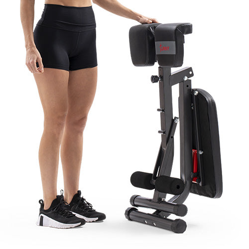 GROUNDED SPACE-SAVING DESIGN | The wide triangular base stays steady during high-intensity sets but has a compact footprint that fits easily into any home gym or apartment