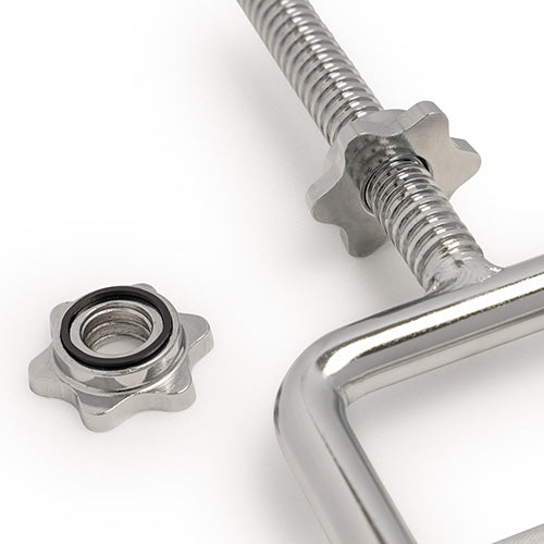 THREADED SLEEVES, QUICK LOCK-IN  | Threaded bar ends pair with the collars to resist plate creep—less re-tightening between sets.