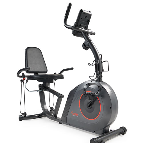 Heavy-Duty 300LB Capacity | This recumbent bike has a robust 300LB capacity, constructed from high commercial-grade steel, and features a curved rear bar for added stability.
