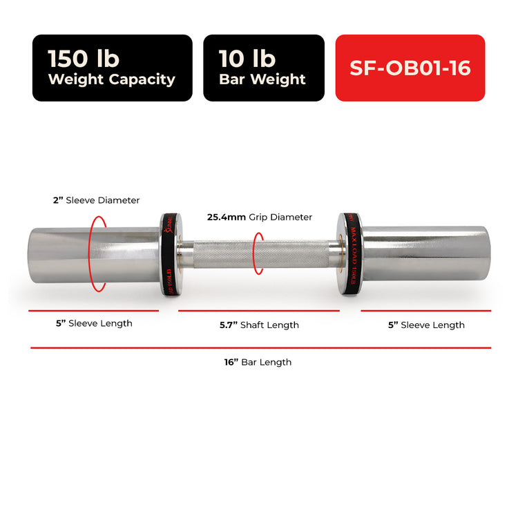 Olympic Dumbbell Bar - 16" & 20" - Sunny Health & Fitness
