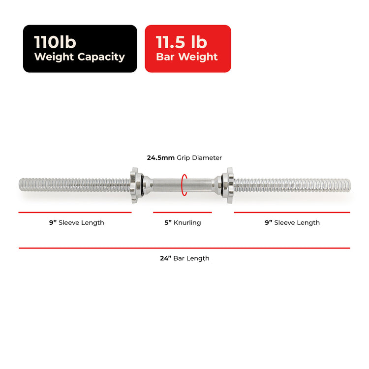 Threaded Dumbbell Handles - 14 & 24"