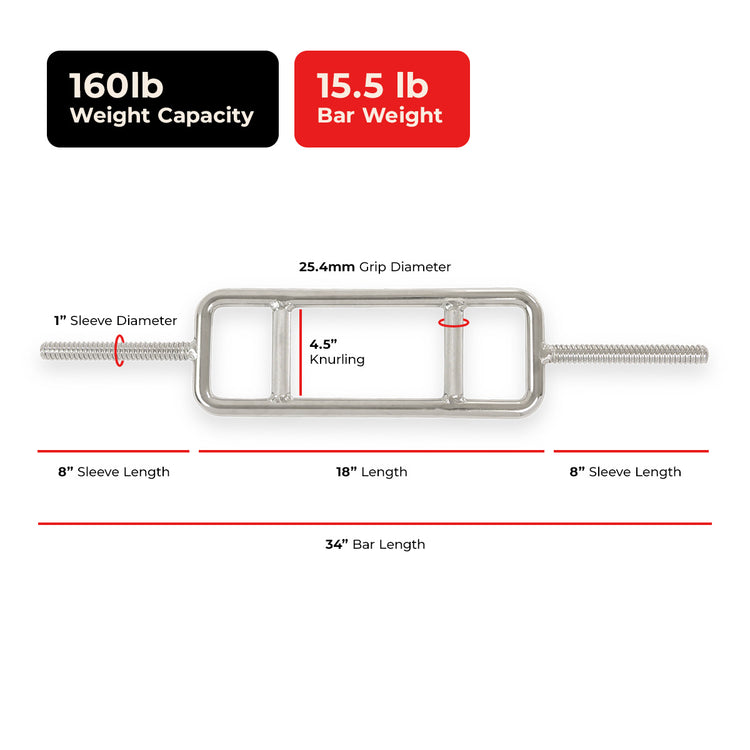 34" Threaded Tricep Bar w/ Star-Lock Collars