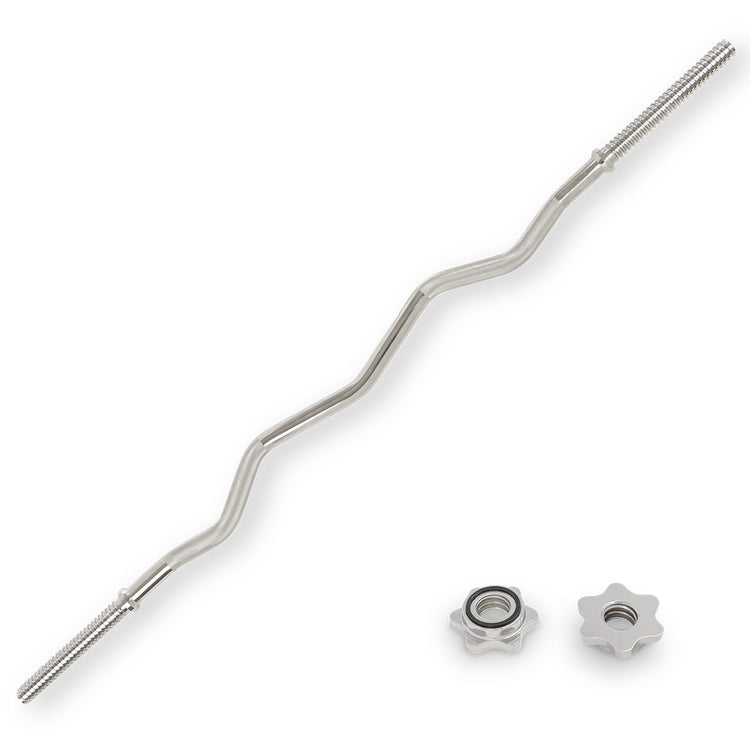 47" Threaded EZ Curl Bar w/ Star-Lock Collars - Sunny Health & Fitness