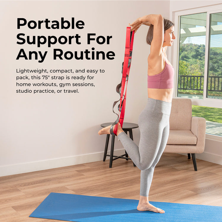 Premium Yoga Stretch Strap with 8 Individual Grip Loops