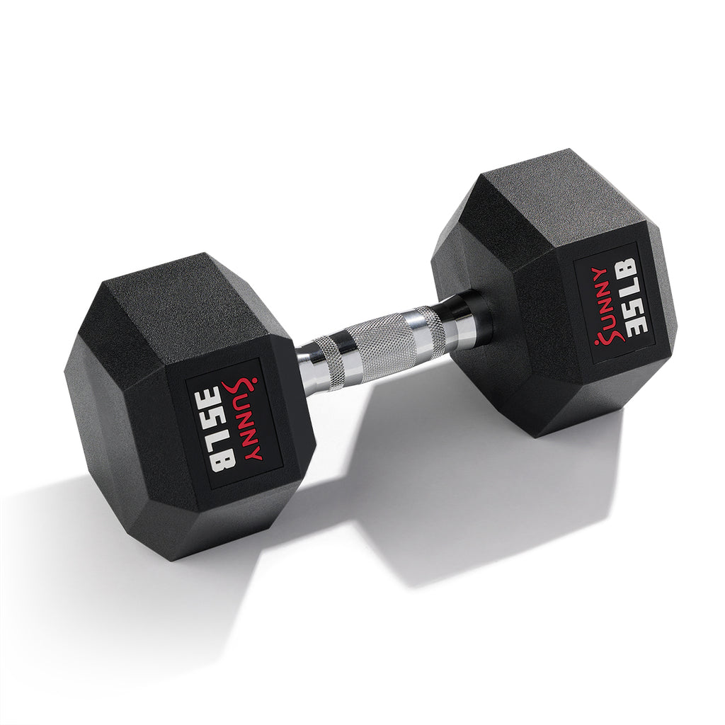 Rubber Hex Dumbbells – Singles & Pairs 5–50 LB Weights - Sunny Health & Fitness
