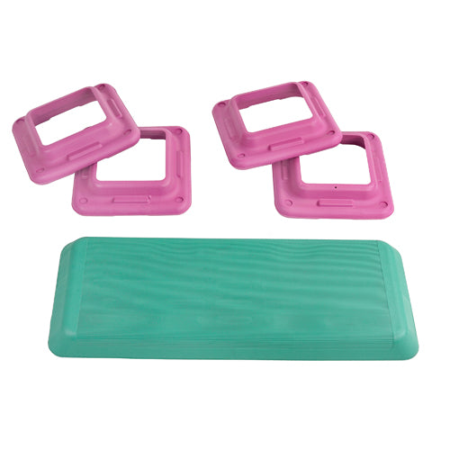 PORTABLE | The aerobic stepper is compact and portable. Each support block is 17L x 17W x 4H inches.