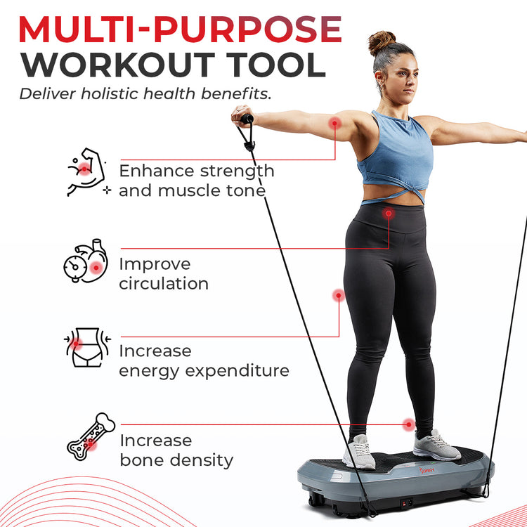 MULTI-PURPOSE WORKOUT TOOL | Enhance your workout experience and enjoy additional health benefits! Use the platform during your warmup for increased blood circulation to improve muscle contraction and minimize injury. Add the platform to your exercise session through various positions on the platform to encourage increased muscle contraction and stabilization.  Improve bone density by using the platform daily from a seated or standing position.
