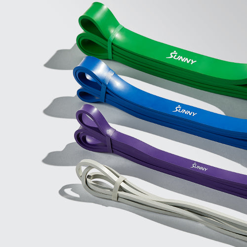 COMPLETE SET | Comes with a set of 4 resistance bands to progressively improve your training and results.  When used and elongated to 3x its length, it will produce resistance weights up to of 10 LB, 25 LB, 50 LB, 75 LB respectively. When used and elongated to 3x its length, it will a produce resistance weight of up to 100 LB, 140 LB, 160 LB, 180 LB