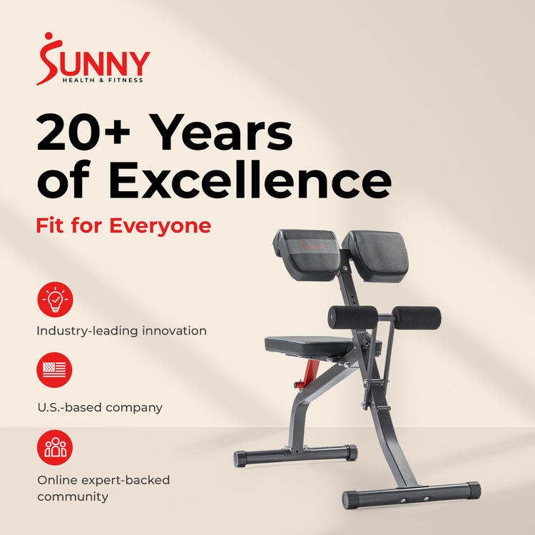 Adjustable Roman Chair & Hyperextension Bench | Sunny Health & Fitness