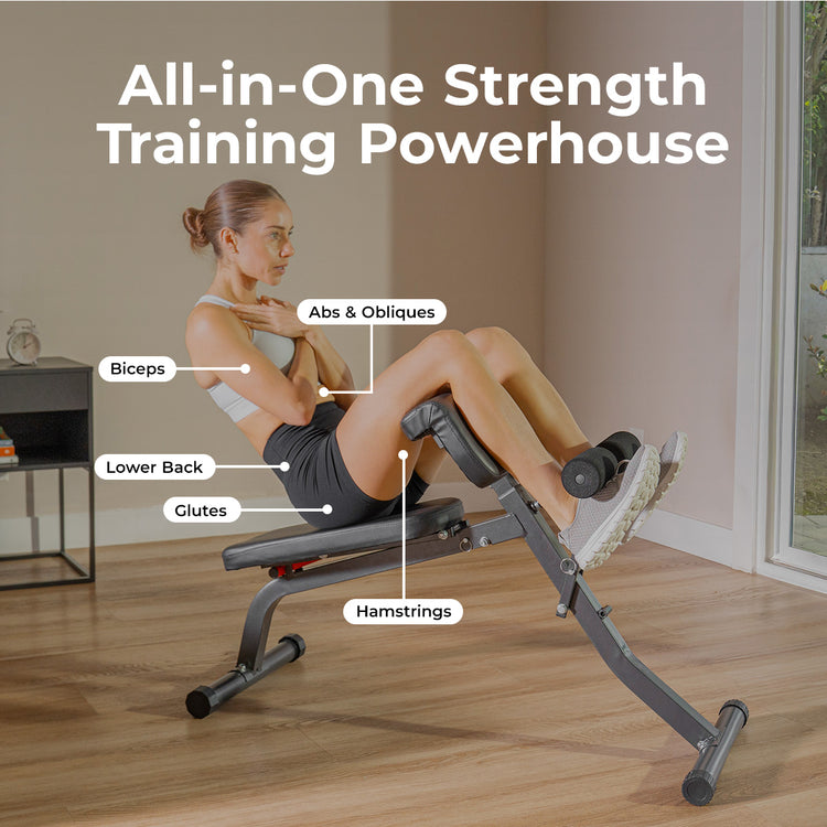Adjustable Roman Chair & Hyperextension Bench | Sunny Health & Fitness