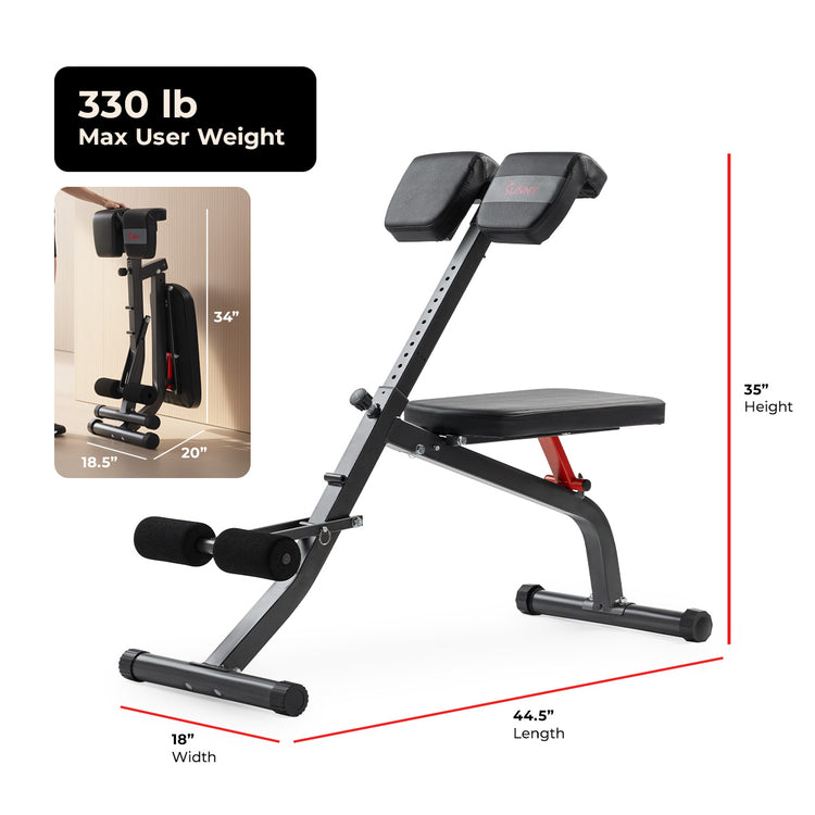 Adjustable Roman Chair & Hyperextension Bench | Sunny Health & Fitness