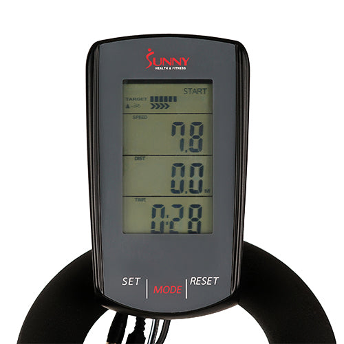 PERFORMANCE MONITOR | Monitor your workout efficiency when you track your speed, avg speed, max speed, cadence, avg cadence, max cadence, distance (miles or kilometers), target distance, calorie, race, time, target time and pulse on the performance monitor.