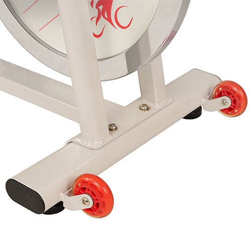 TRANSPORTATION WHEELS | Simply tilt and roll out for use or away for storage, no need for heavy lifting or muscle strain. The wheels at the front of the unit allow the user to move their bike around with ease, from room to room, or store it away out of sight.
