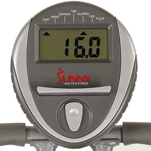DIGITAL MONITOR | Monitor clearly displays time, speed, distance, calories, odometer, and pulse rate. Grasp the pulse grips on the padded handles for your heart rate reading. The convenient tablet holder supports your mobile device.