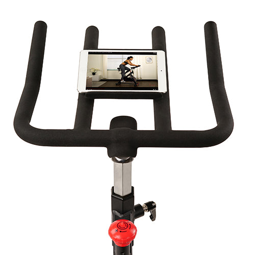 DEVICE HOLDER | Utilize this added accessory by keeping track of your fitness progress on the Sunny Health and Fitness app, follow along to fitness videos, or listen to your workout playlist.
