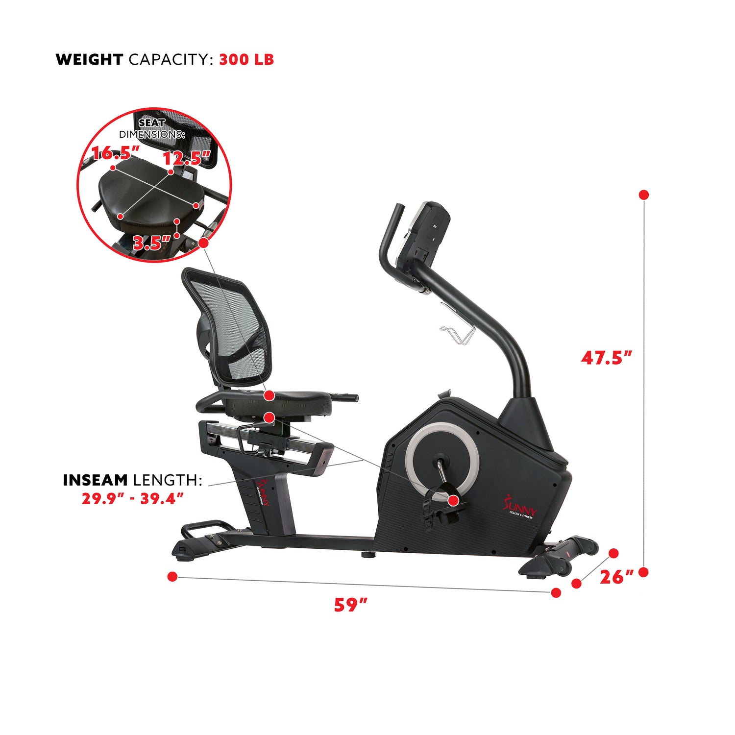 Recumbent Bike w/ Soft Cushion Seat | Sunny Sit Down bike | Sunny ...